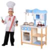 Eco Toys Dřevěná kuchyňka s příslušenstvím, 85 x 60 x 30 cm – modrá